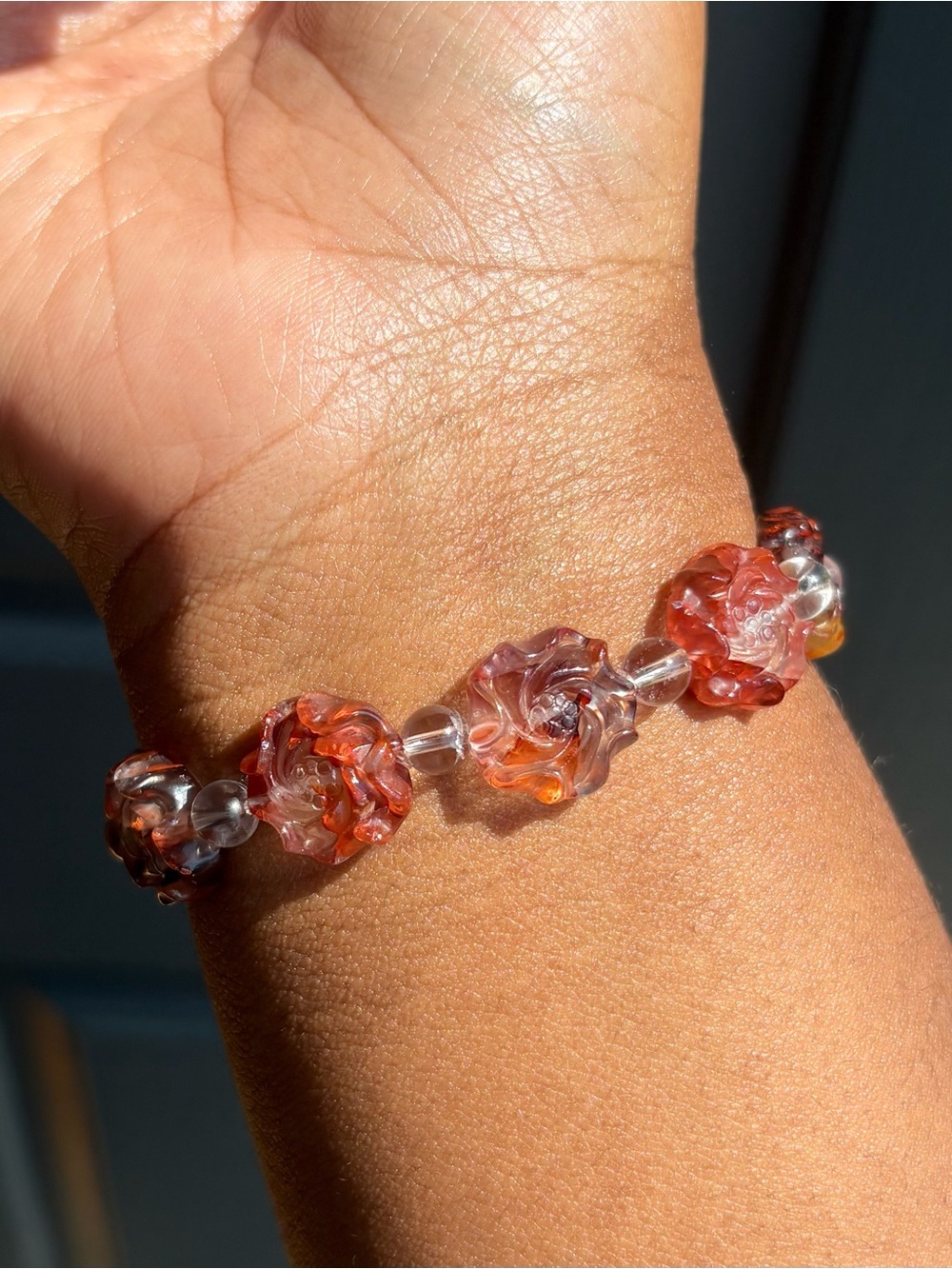 Fire Quartz Flower Crystal Charm Bracelet - Picture 2 of 12